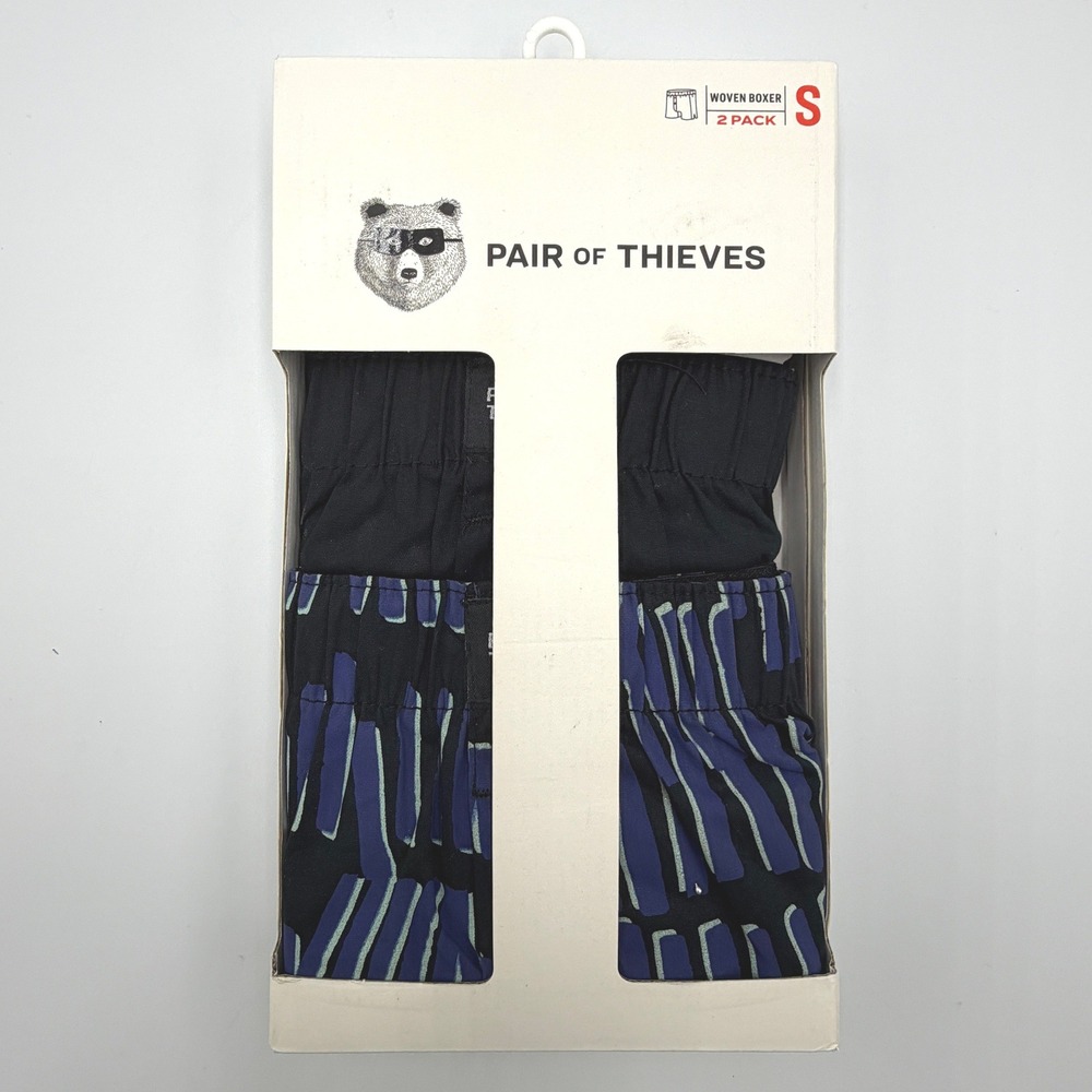 Pair of Thieves Woven Boxers Men Small Black Bookshelf NIB 2 Pack 104371-0001-S